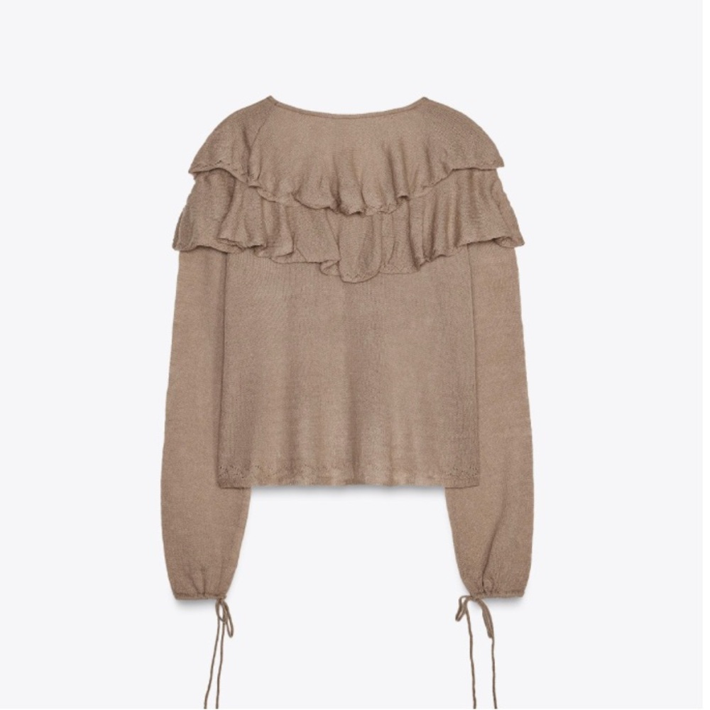 Zara Tan Ruffle Sweater - Picture 5 of 5